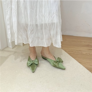 Women's Flat Shoes With Ribbon Satin Slippers Mules / Sepatu Wanita Flat 5199 (36-39)