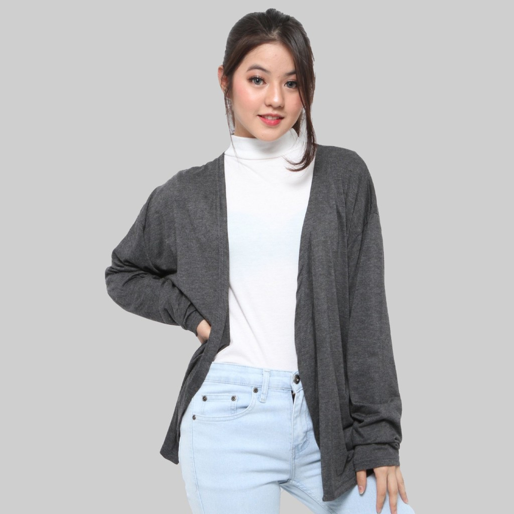 Cardigan Oversize Wanita Polos Spandex Jumbo Co01Pa