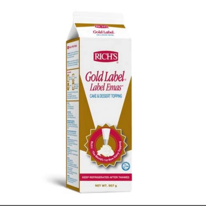 

Richs Gold Label Non dairy Whipping Cream 907 gr