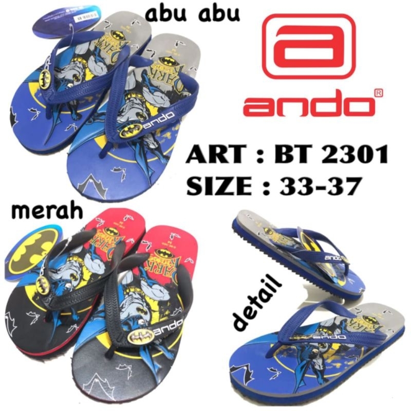 SANDAL ANAK ANDO BATMAN BT 2301 WARNA ABU DAN MERAH.