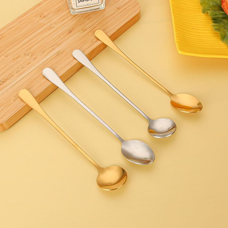 ❤ IJN ❤ SENDOK PENGADUK MINUMAN KOPI TEH STAINLESS STEEL GAGANG PANJANG OVAL DESSERT SPOON SERBAGUNA | SENDOK STAINLESS PANJANG OVAL &amp; BULAT | SENDOK ES KOPI PANJANG | SENDOK ADUK MINUMAN PENGADUK KOPI TEH COCKTAIL GAGANG PANJANG STAINLESS STEEL GOLD