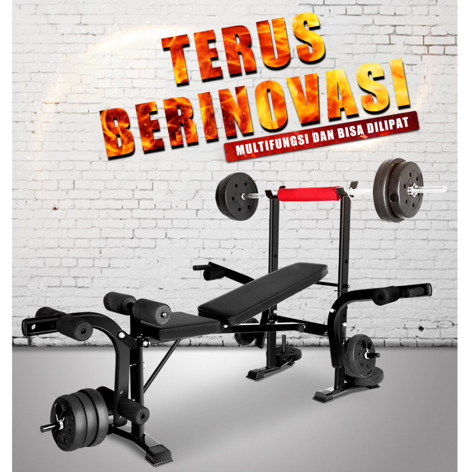 Bench Press Besa Adjustable Multi Gym Weight Bench Barbell Alat Olahraga Rumahan Fitness