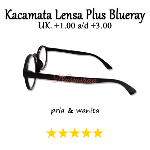 Kacamata Hitam Oval Full Plus (+) Tersedia Ukuran +1.00 s/d +3.00 Lensa Anti Blueray Untuk Pria Dan Wanita (Unisex) Bahan Frame Plastik FREE CASE