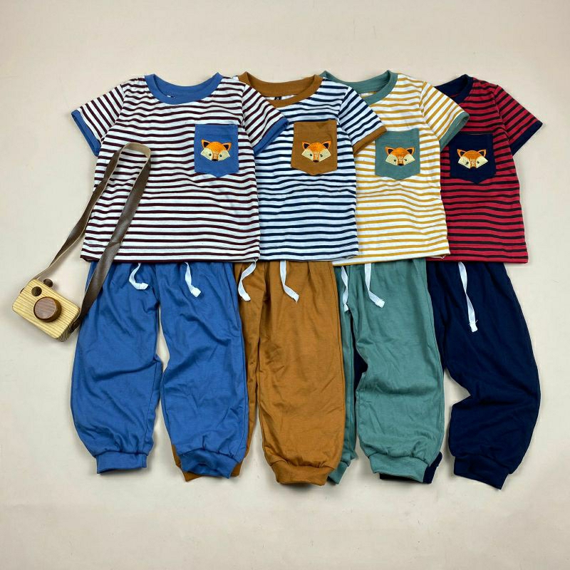 PAJAMAS PINEAPPLE PIYAMA ANAK STRIPE SETELAN ANAK COWOK CEWEK