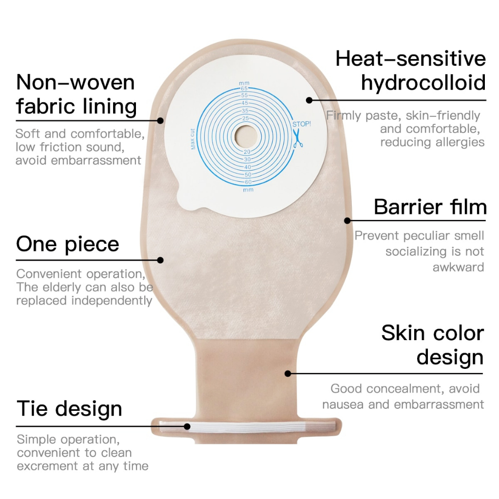 10 Pcs Tas Kolostomi yang Dapat Dilensa Tas Tas Bahan Jaring Bernapas Tas Stoma Dengan Penutupan Klip Penutupan Maks Potong 65Mm Kantong Perawatan Stoma Ukuran Super
