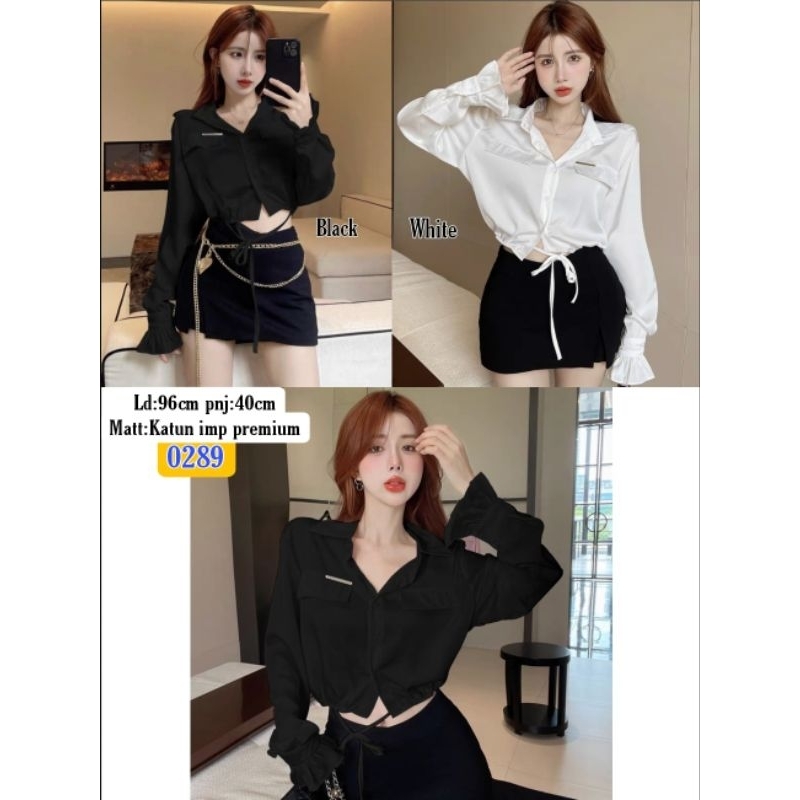 Kemeja crop pnj polos 0289  Bahan katun imp premium fit to L