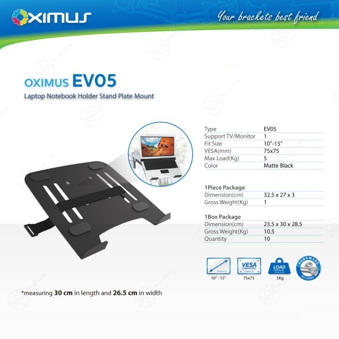 OXIMUS EV05 Bracket Laptop Notebook Holder Stand Plate Mount