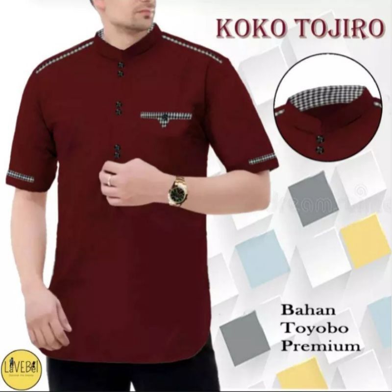 KOKO TOJIRO BAJU KOKO PRIA KOKO TOJIRO LENGAN PENDEK BAJU MUSLIM PRIA