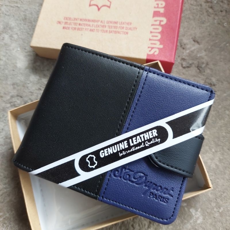 Dompet Pria Model Lipat Kancing Black Navy Pendek