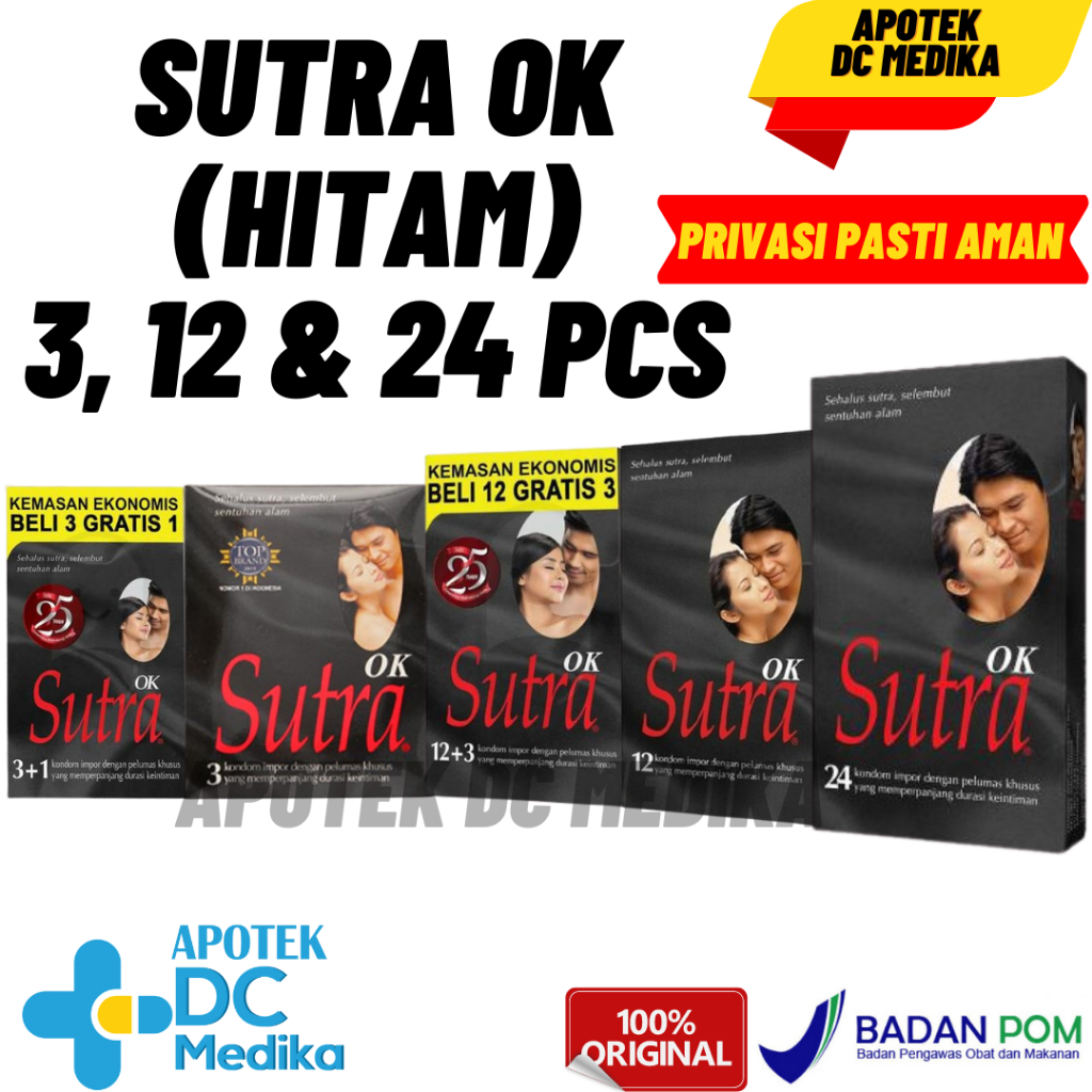 Sutra Hitam isi 3 / 12 / 24 / OK / Kontrasepsi Pria / Kondom / Kontrasepsi Pria / 3 pcs / 3's