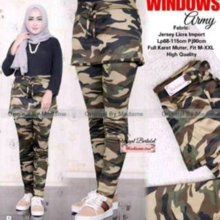 celana senam rok loreng army wanita / celana rok army wanita.