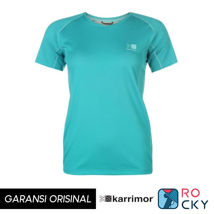 T-Shirt Running Wanita Karrimor Aspen Tech Color Teal Ocean Size S