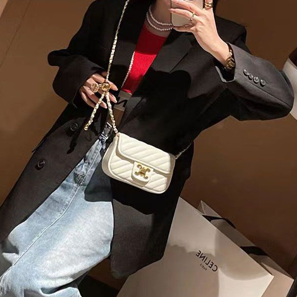 Tas Selempang Kulit Wanita Dompet Hp Cewek Rantai Luxury Mini Bag FT46 18 x 11 x 5.5 cm