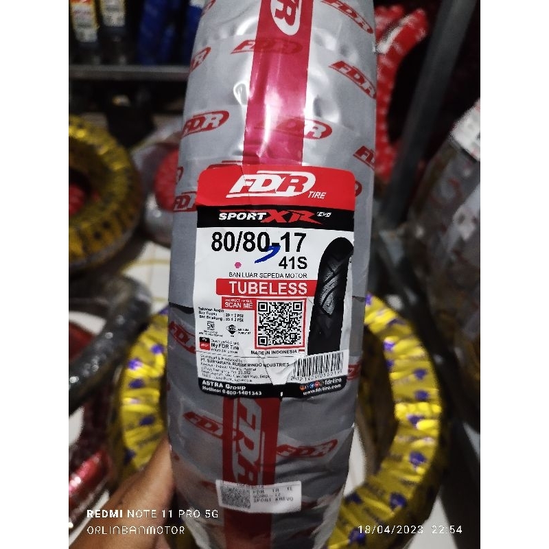 Ban FDR Sport XR Evo 80/80-17 Tubles - Ban Belakang Honda Gl pro/Ban Belakang Honda Supra 125/Ban Be
