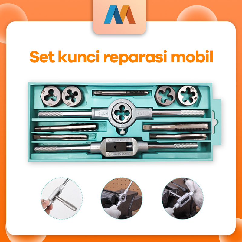 Mukava Alat Snai dan Tap Ulir Baut Senai Die Senei Kualitas Hand Tap and Dies Set 12 Pcs - TA1