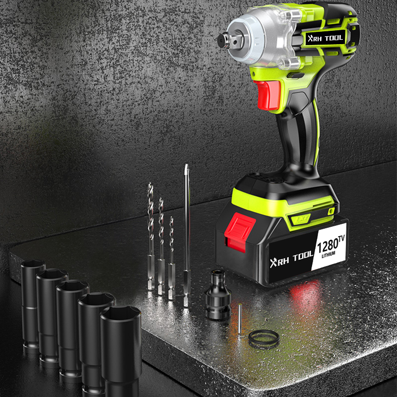 XRH TOOL  Cordless Impact wrench Set Bor Listrik Tujuan Ganda Yang Dapat Diisi Ulang Kunci Pas Dampa