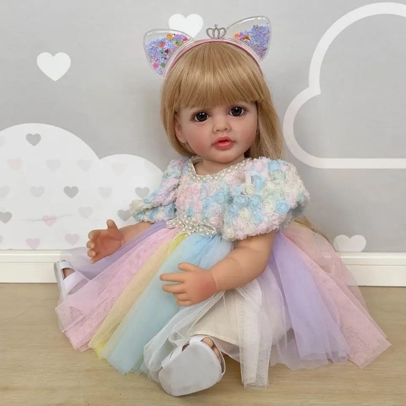 Ready depan Spesial Edisi Outfit Princess Boneka Reborn Full Silikon Bisa Mandi Mewah 55 cm