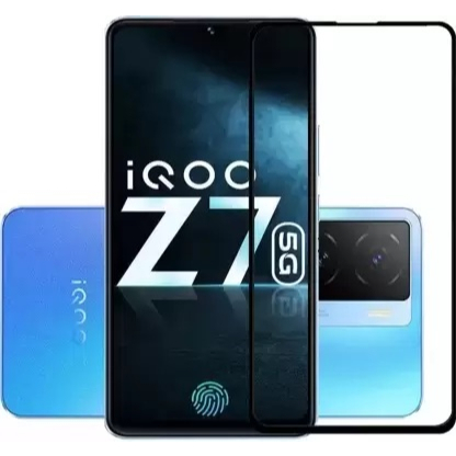 Tempered Glass Bening Full Cover Vivo iQOO Z7 Screen Protector / Pelindung Layar / Antigores / Anti Gores Kaca Full Cover / Ada List Hitam Ori 5g List black