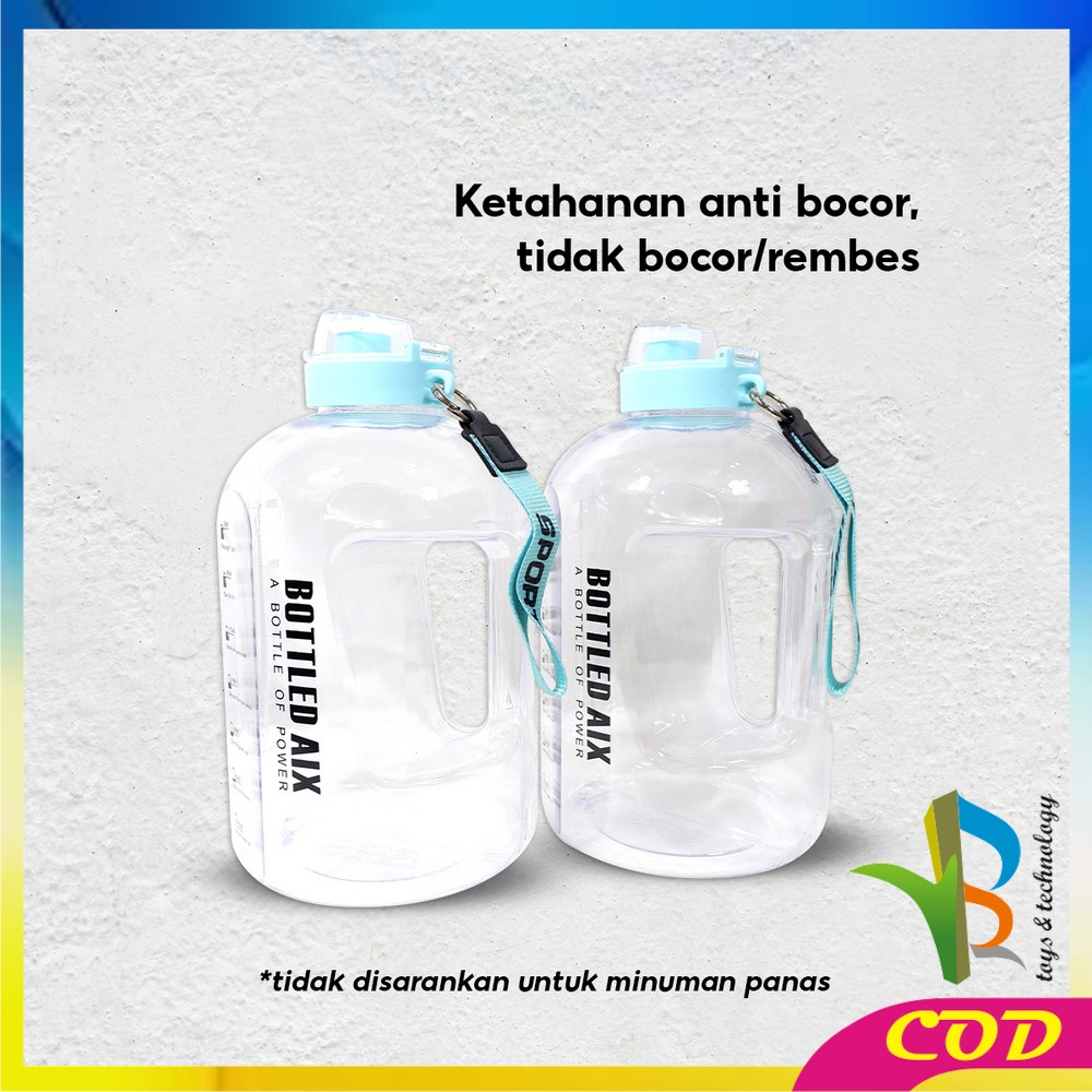 RB-C470 Botol Minum Transparan 2200ML Tumblr Botol Gym Bottle / Tempat Botol Minum Olahraga Ukuran Besar BPA FREE