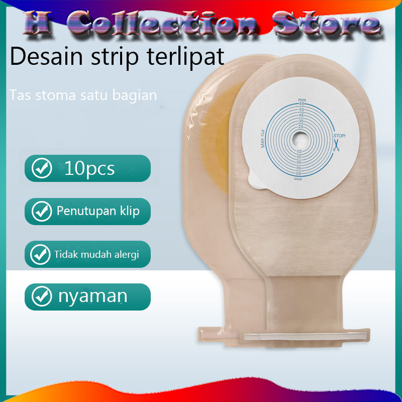 10Pcs Colostomy Bag HDR Tas Ostomi Satu Potong Sistem Diaktifkan Filter Karbon Kantung Kolostomi Penghilang Bau Knalpot Stoma Kantong Colostomy Ostomy Tas Cut UKURAN 20Mm-65Mm Beige Cover