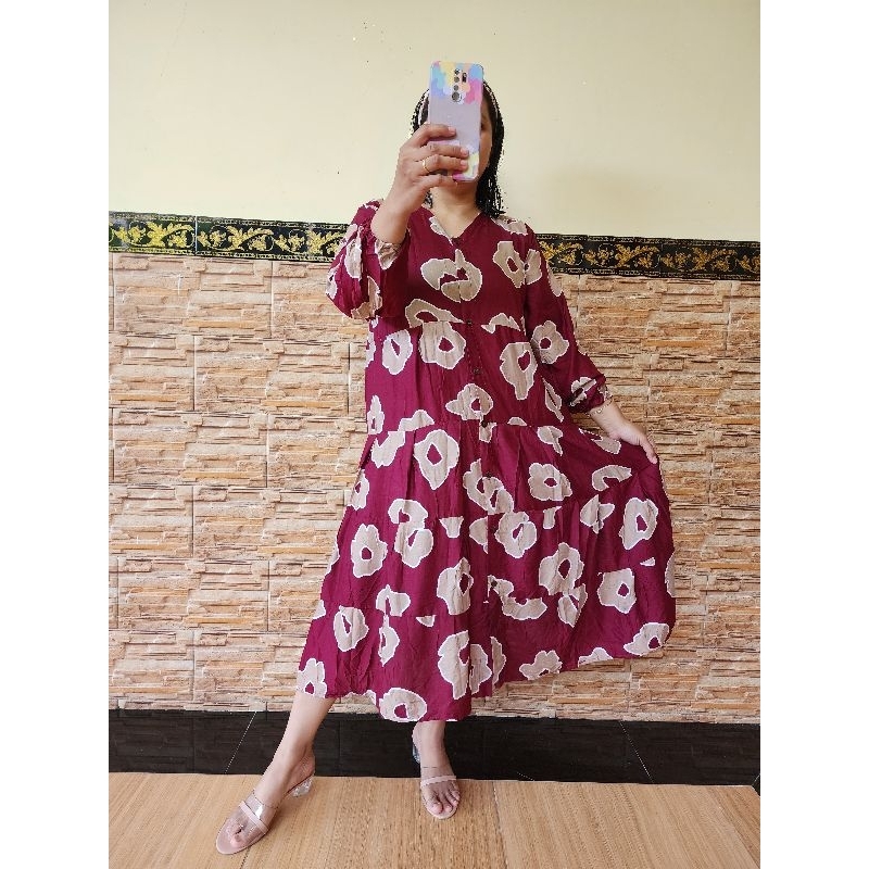 DRESS TUNIK FULL KANCING/DASTER KEKINIAN/DRESS BUSUI