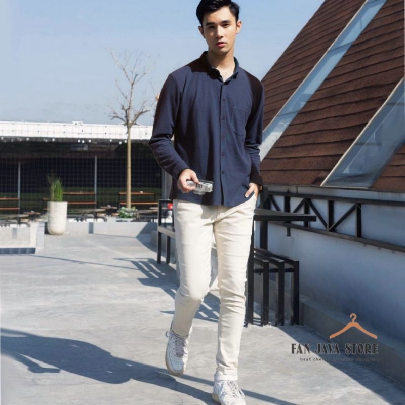 Chino Panjang Cream slim Fit Melar 28-38 Premium Original