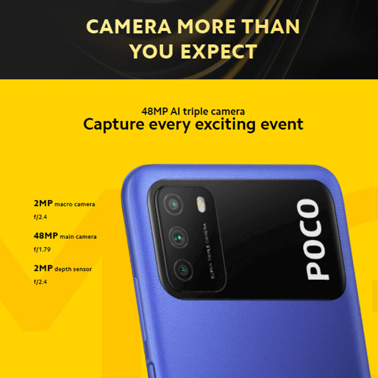 Poco M3 ram 6/128GB Garansi 1 Tahun Snapdragon 662 48MP AI Triple Kamera Layar 6.53” FHD+ Layar Dot Drop 6000mAh