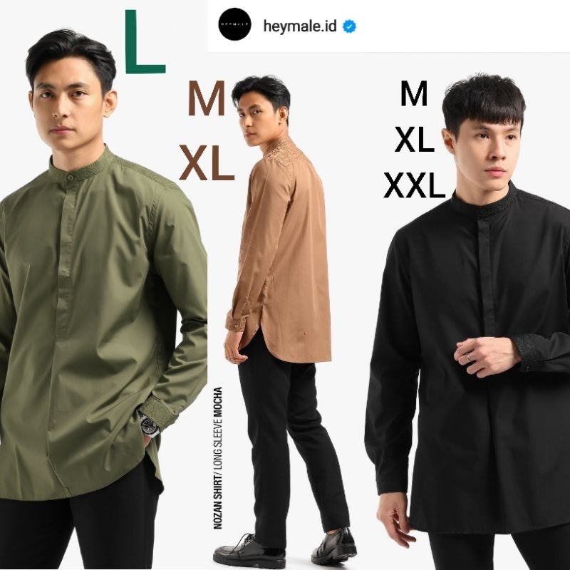 READY Nozan Shirt Long Sleeve by Heymale Koko Dewasa Lengan Panjang Hitam Byzan