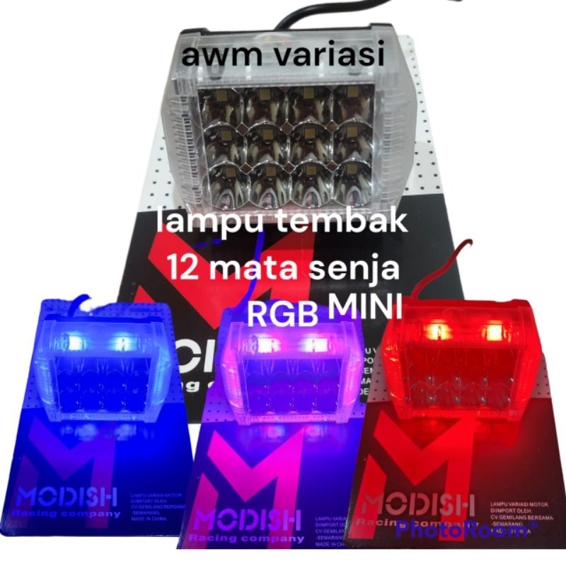 LAMPU TEMBAK SOROT LED 15 MATA UTAMA PUTIH SENJA 3 MODE MINI