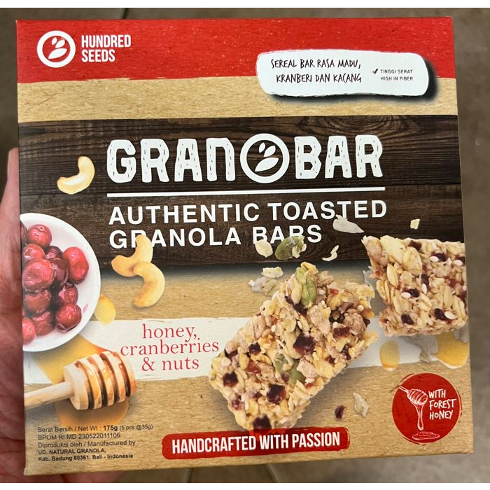 

Hundred Seeds - Granobar Granola Bar 5x29gr HALAL - Honey Cranberry