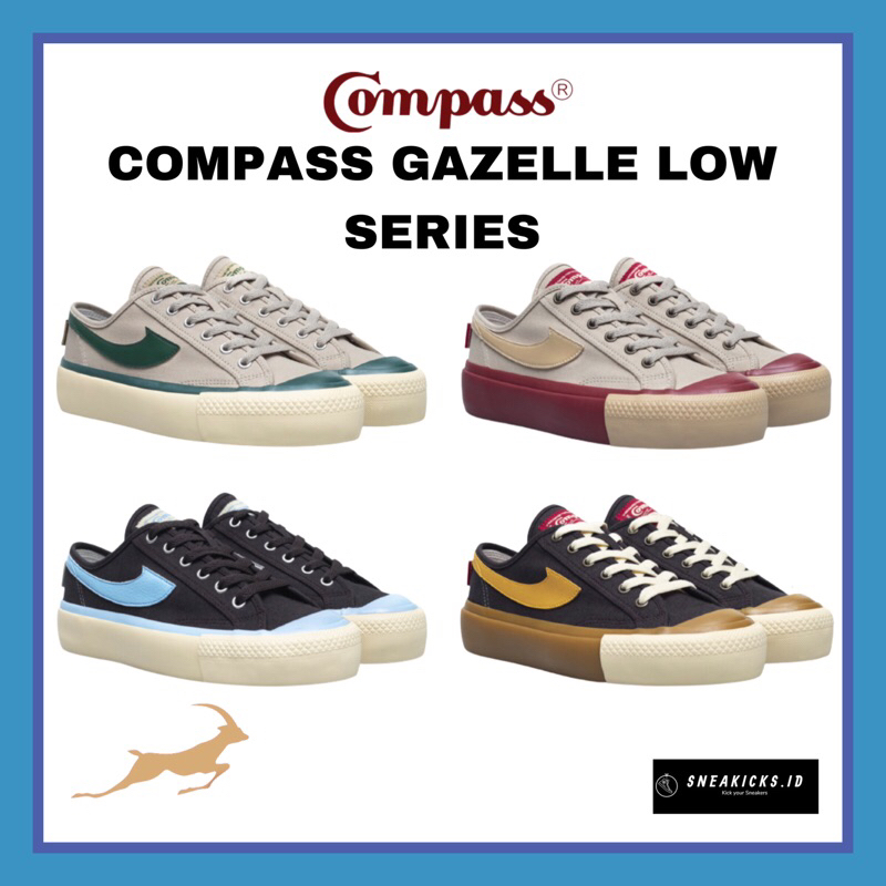 [ORIGINAL] SEPATU COMPASS GAZELLE LOW WAFER GREEN / WAFER MAROON / CHOCO ICE / CARAMEL