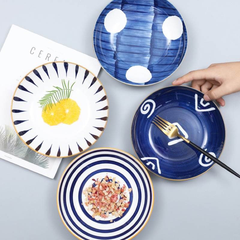 Piring Keramik Jepang / Piring Keramik / Piring Makan Keramik/ Bulat Modern 20cm