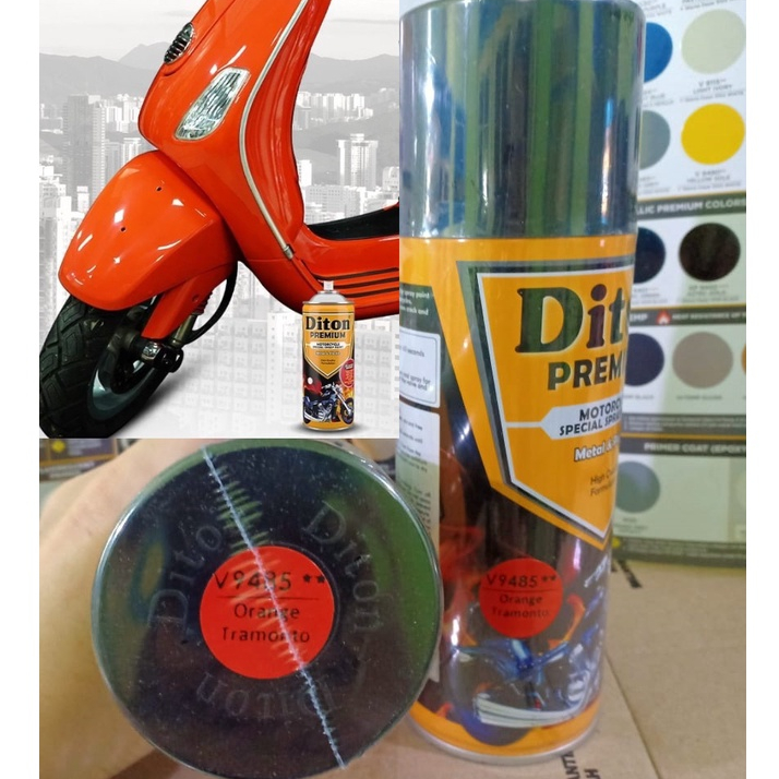 DITON Premium Pilok Pilox Cat Semprot Warna Vespa Colors - V9485** Orange Tramonto (400cc)