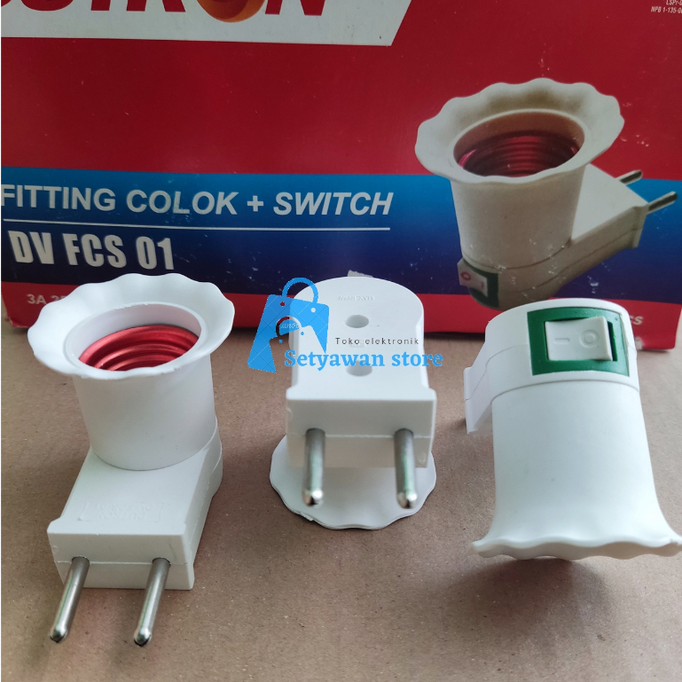 Fiting Lampu Colok E27 + Saklar Switch On/Off  Dutron