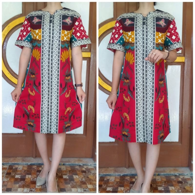 dress batik tangan pendek katun strecht