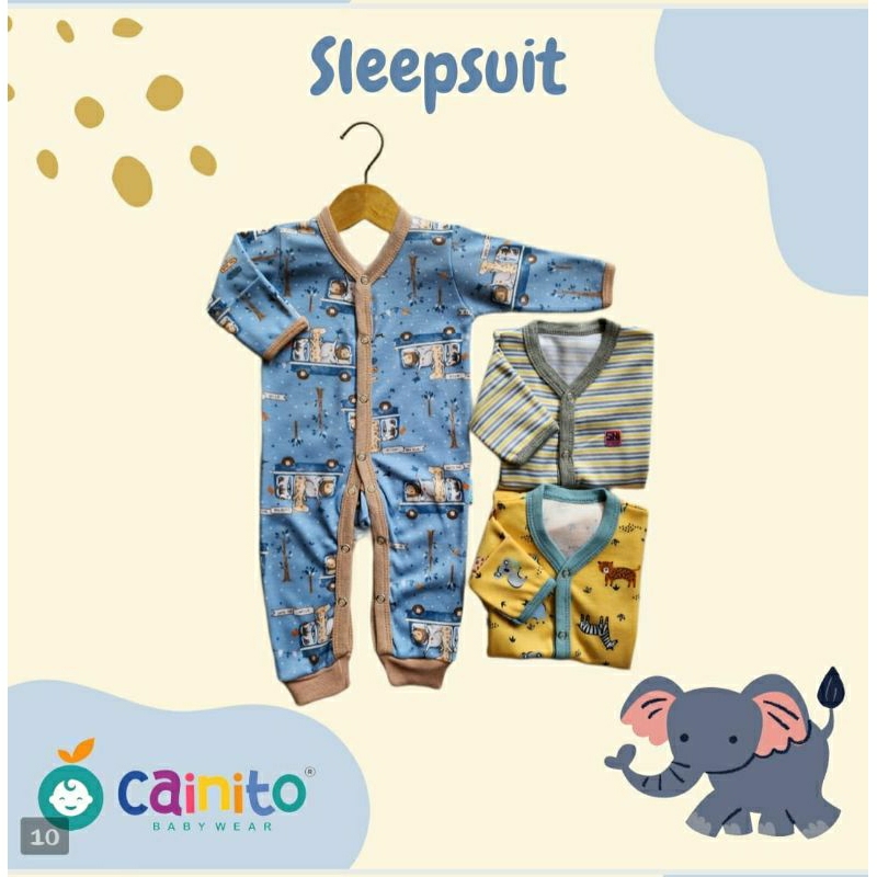 Cainito sleepsuit buka kaki baby size nb, s, m, l,