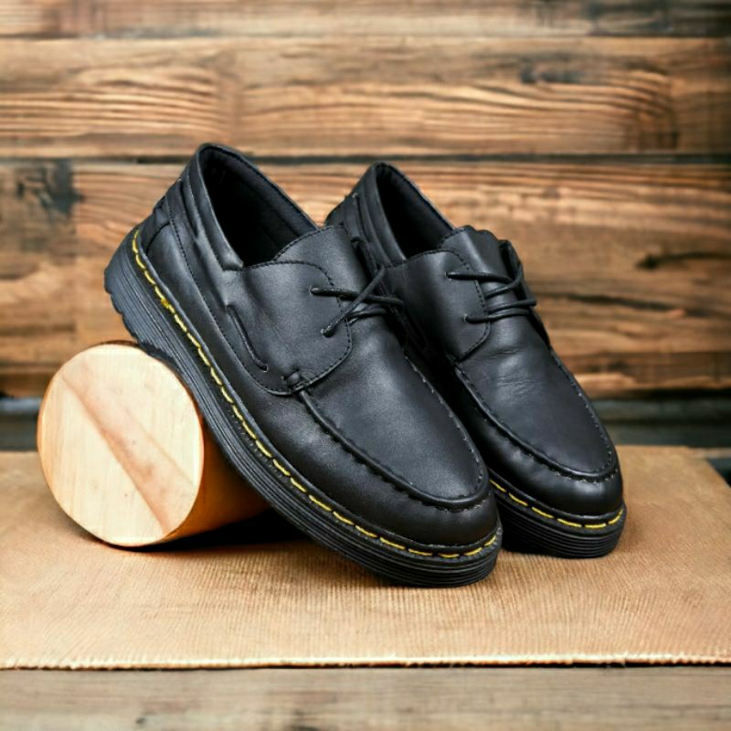 JOESAN (KULIT ASLI) Sepatu Formal Pantofel Docmart Pria Original Kulit Asli Low Boots Casual Kerja Warna Hitam