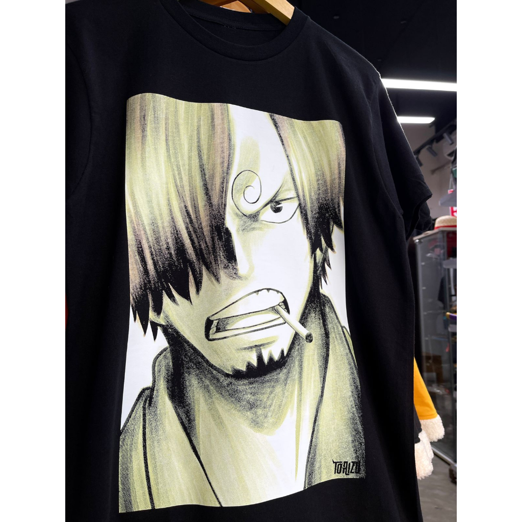 TORIZU Tshirt Sanji Brush Black Anime Manga One Piece Mugiwara Premium Unisex