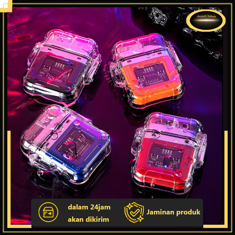 Korek Api Elektrik Fingerprint Touch Sensor LED Display HY6051 Transparan Shell Tahan Air Pulsa Elek