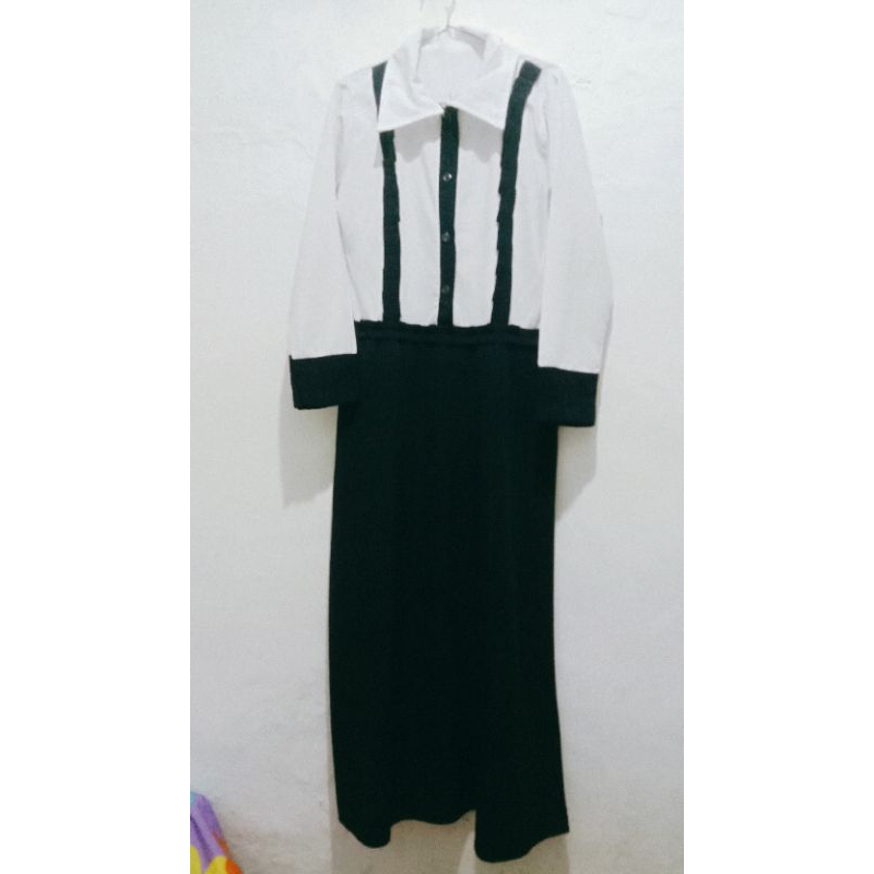 [PRELOVED] DRESS/GAMIS WANITA NAVY PUTIH