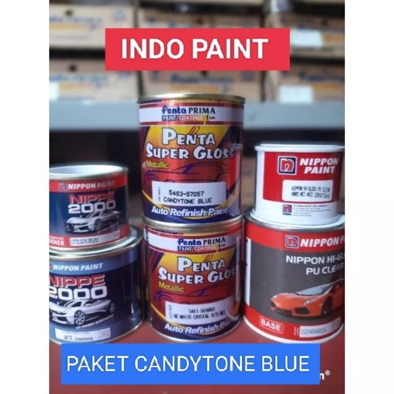 CAT PAKET LENGKAP PENTA CANDYTONE BLUE SUPER GLOSS