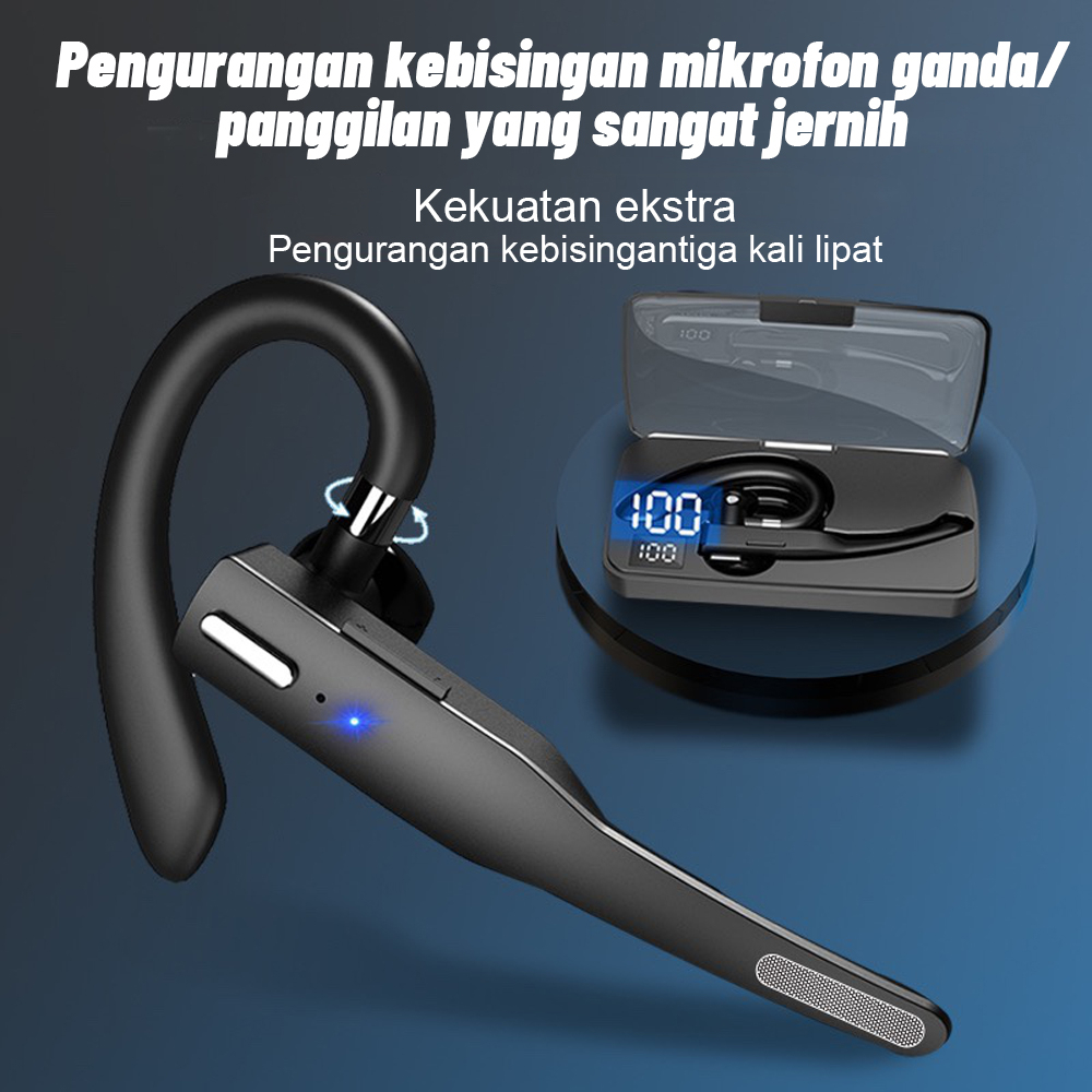 YYK-520/YYK-525 Headset Bluetooth Untuk Ponsel V5.2 Dengan Tampilan Baterai Casing Pengisian Daya Headset Bebas Genggam Mikrofon Bawaan Kompatibel dengan iPhone dan Android