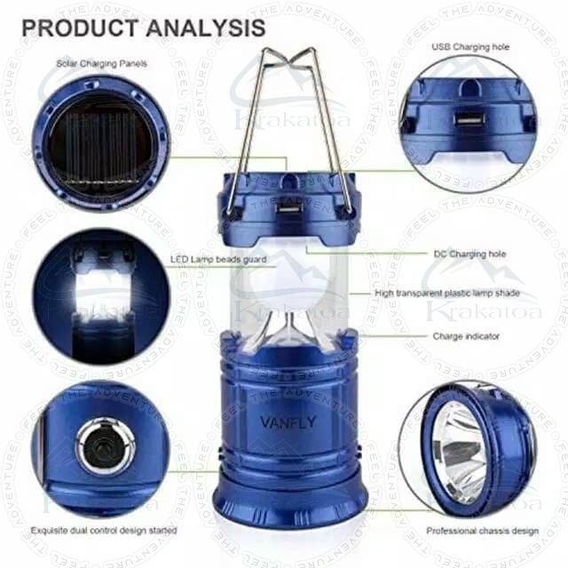 Lampu Emergency + Senter Tahan Air - Lentera Tenda Camping LED - Cas &amp; Tenaga Surya - Emergensi Lamp