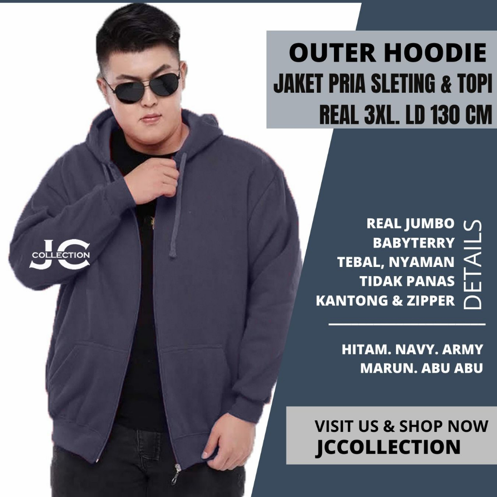 Jaket Resleting Pria Big Size Jumbo Julius 3XL -JCCollections