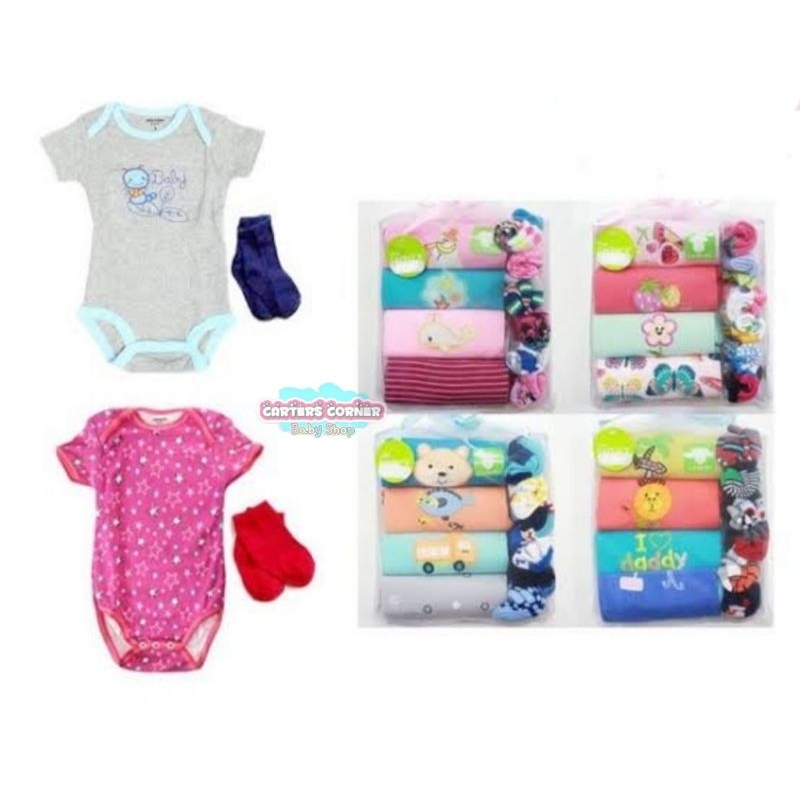 16 in 1 set JUMPER PENDEK POLOS BAYI BLUEFLY (SNI) /JUMPER POLOS BAYI FASHION / JUMPSUIT PENDEK 4 PCS DAN 6 PASANG KAOS KAKI