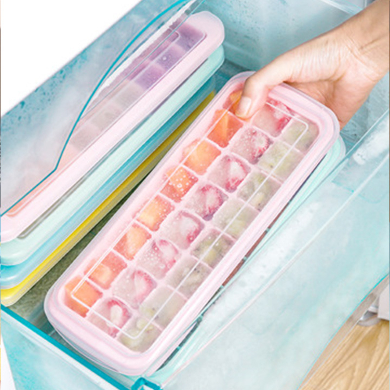 SHOPELLO - Cetakan Es Batu Dengan Penutup Ice Cube Tray Bahan Silikon 36 Kotak dan 24 Kotak