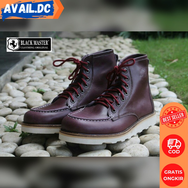 SEPATU BOOTS PRIA SPON KULIT REDWING BLACK MASTER. FASHION PRIA MURAH - SEPATU BOOTS KULIT