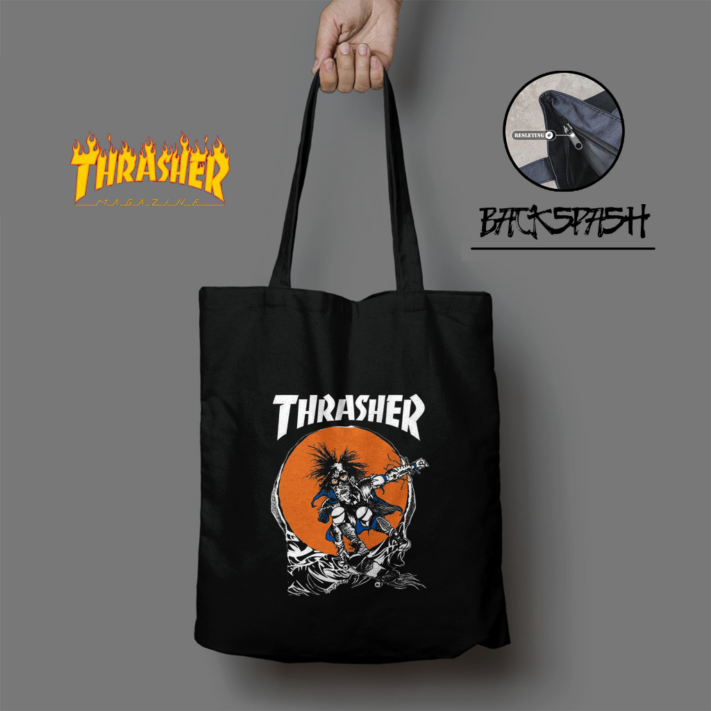 Tas Totebag Thrasher Skate Street Wear Pria Wanita