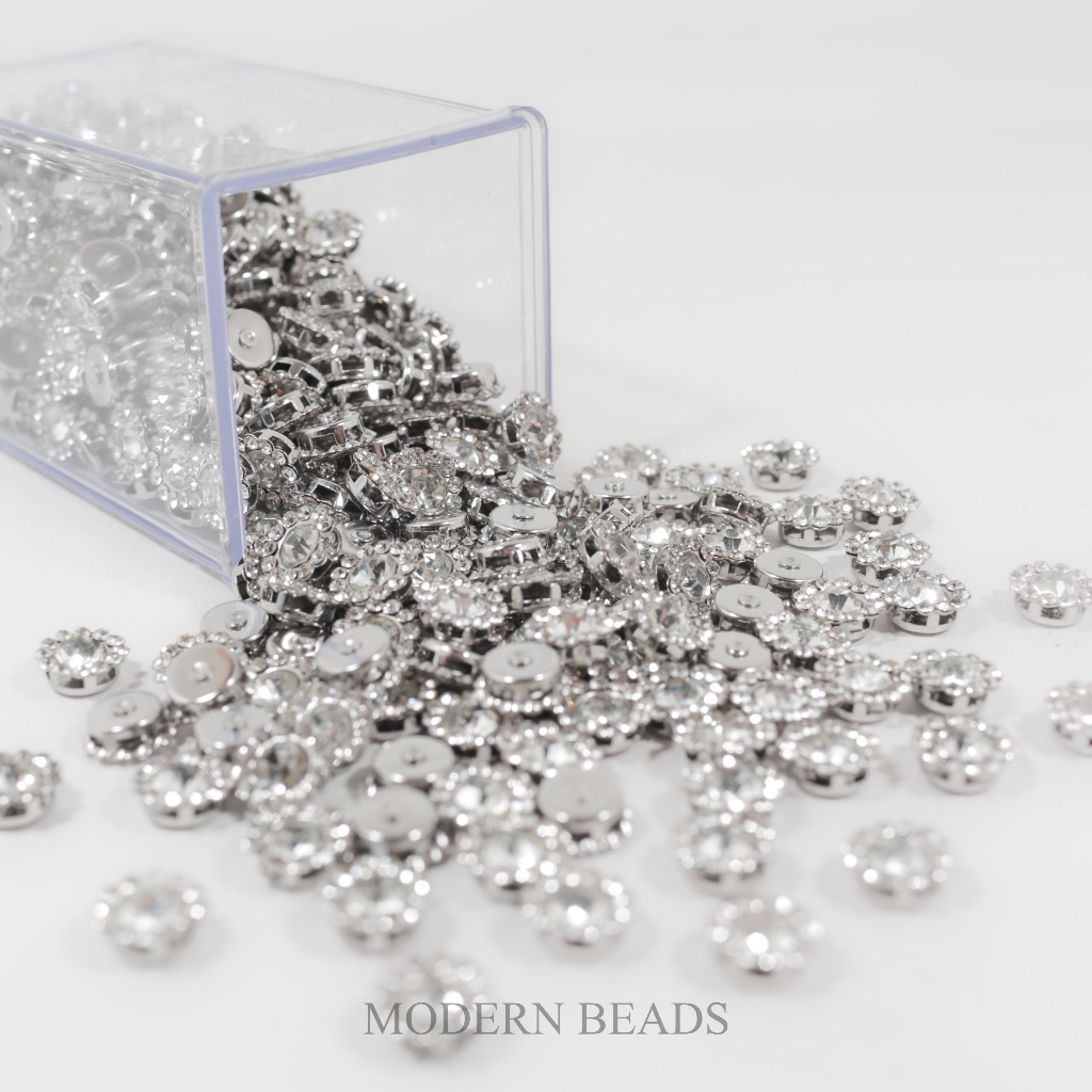 [10 pcs] 10mm Diamond Bunga Cangkang Putih Crystal 10mm , 10 pcs