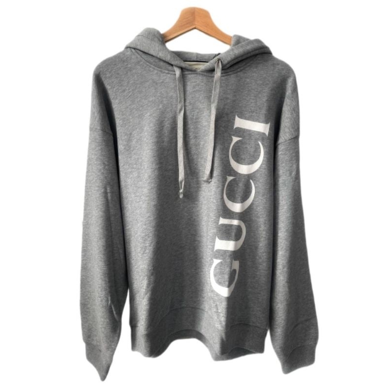Gucci Hoodie Logo Print Grey Unisex Original